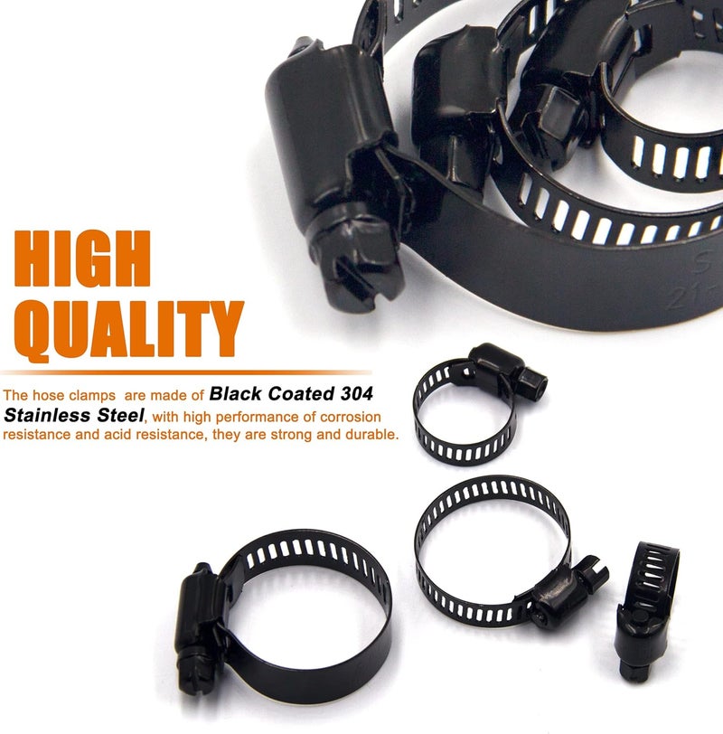 ISPINNER 60pcs Stainless Steel Adjustable 6-38mm Range Worm Gear Hose Clamps Assortment Kit for Plumbing, Automotive, Mechanical Applications (Black) - Image 4